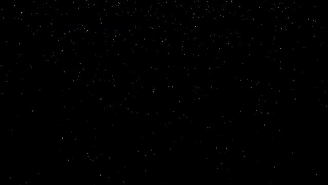 Animation falling white particles over black background