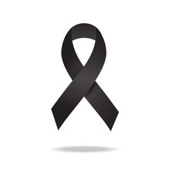Black awareness ribbon on white background.