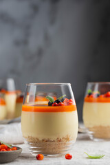 no-bake mango cheesecake with sea buckthorn jelly