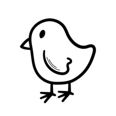 Chick in doodle line style. Hand drawn sketch icon. Isolated vector illustration.
