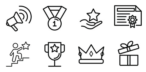 set of icons award, champion, star, crown 
