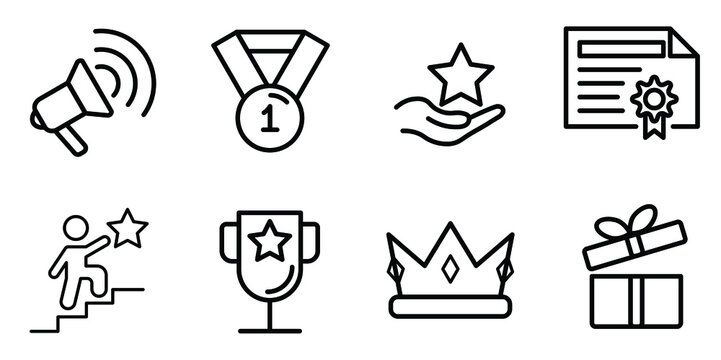 set of icons award, champion, star, crown 
