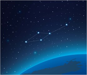 Obraz na płótnie Canvas Constellation Leo minor with planet in deep space