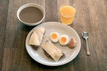 egg and toast with fresh orange juice, nacka, sverige, sweden