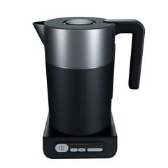 Black electric kettle on white background. Kitchen equipment