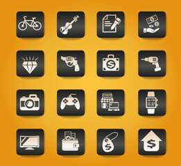 pawn shop icon set