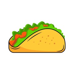 delicious looking tacos icon illustration. flat design, food, restaurant, regional food, mexican food. EPS