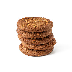 Oatmeal cookies with peanuts, isolated on a white background