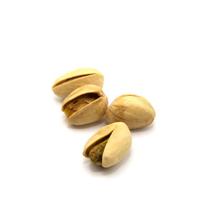 pistachios in shell close-up on isolated white background