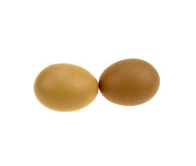 two chicken eggs isolated on a white background
