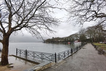 ioannina city in rainy day of winter epirus greece