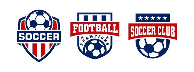 Set of soccer Logo or football club sign Badge. Football logo design vector illustration © kafian