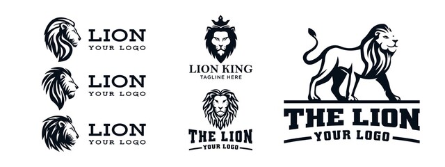Fototapeta na wymiar set of head lion logo design vector illustration