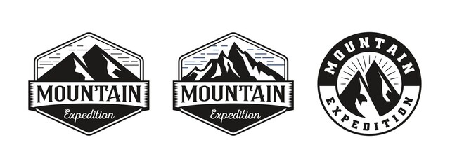 Set of mountain expedition Logo design vector illustration