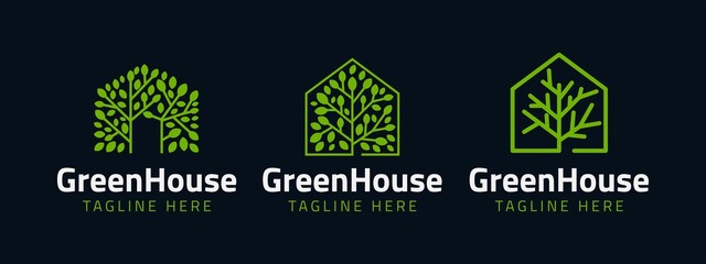 set of green house logo design vector illustration
