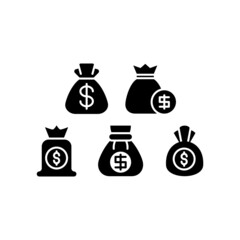 Money Bag Icon Set Vector Illustration
