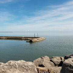 view of the lake with breakwater