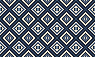 Simple geometric retro seamless pattern. Traditional design for background, wallpaper, clothing, wrapping, carpet, tile, fabric, decoration, vector illustration, embroidery style. 