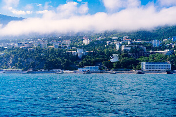 Fototapeta premium Seascape with a view of the coastline of Yalta, Crimea