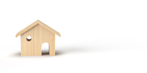 Obraz na płótnie Canvas Wooden house model placed on isolated white background.