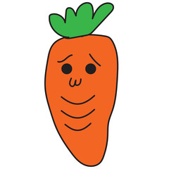 Cute cartoon carrot. Hand drawn carrot food. Vector illustration. 
