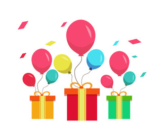 プレゼントボックス 風船 カラフル パーティ ベクターイラスト / ギフト・贈り物 いろいろセット