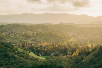 View of rolling hills from Mount Diablo, in the San Francisco Bay Area, California