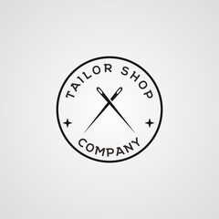 vintage tailor shop sewn logo vector hand made illustration