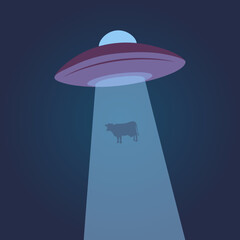 Alien abduction cow. Vector illustration UFO and cow © Elina Zhurikh