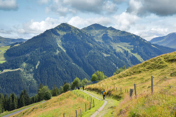 Fototapeta premium Österreichische Alpen im Sommer bei Saalbach Hinterglemm
