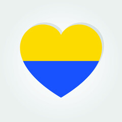 Pray for the Ukraine sign. Heart icon with colors of the Ukrainian flag. Crisis in Ukraine concept. Vector isolated on white