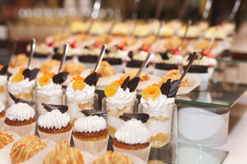 Beautiful pink sweets on the wedding table