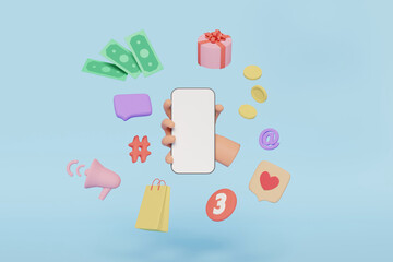 3d render of a phone in the hand of a white man