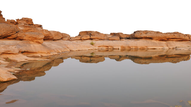 amezing beautiful landscape view rock stone grand canyon sam phan bok and mekong river at Ubon Ratchathani Thailand on white background