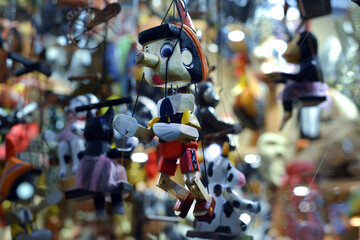 Carousel in the park. Pinocchio. 