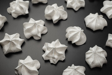 White tasty meringue, homemade dessert.