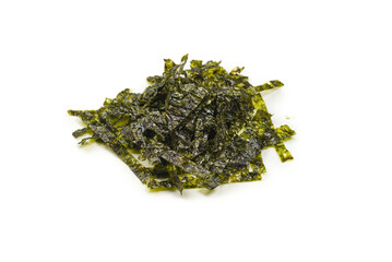 Tasty nori seaweed isolated on white background.