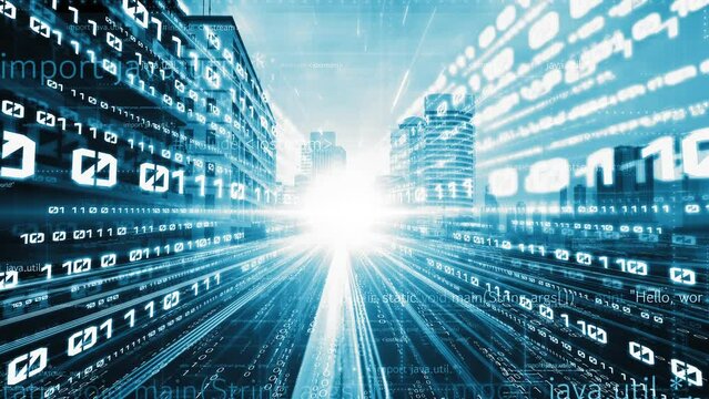 Software development, application programming code and tacit computer coding . Concept of smart digital transformation and technology disruption that changes global trends in new information era .