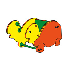 Beautiful colored hand-drawn vector illustration of a wooden turtle swing isolated on a white background