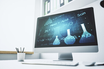 Fototapeta premium Modern computer monitor with creative chemistry concept, research and development concept. 3D Rendering