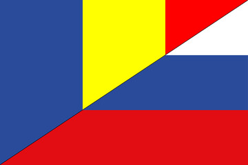 Moldova flag. Russia flag. Conflict between Russia and Republic of Moldova war concept. Russian flag and Republic of Moldova flag background. Horizontal design.