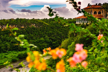 old castle on a cliff above the river