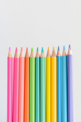 Set of pastel colored wooden pencils