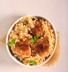Chicken thighs with rice