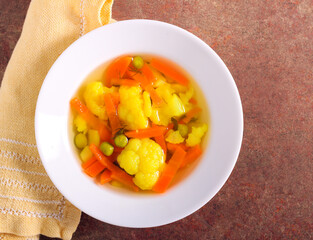 Vegetable soup in plate