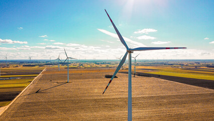 wind turbines farm - obrazy, fototapety, plakaty