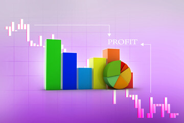 3d rendering Stock market online business concept. business Graph
