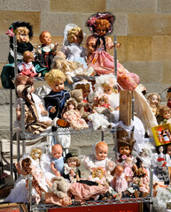 Naklejka premium Dolls on Market Stall, Fiesole, Italy