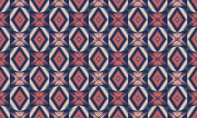Fototapeta premium Geometric Tribal seamless pattern. Traditional designs for background, wallpaper, paper, packaging, fabric, clothing, gift wrapping, carpet, tile, decoration, vector illustration, embroidery style.