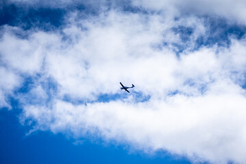 Private plane flying in good weather